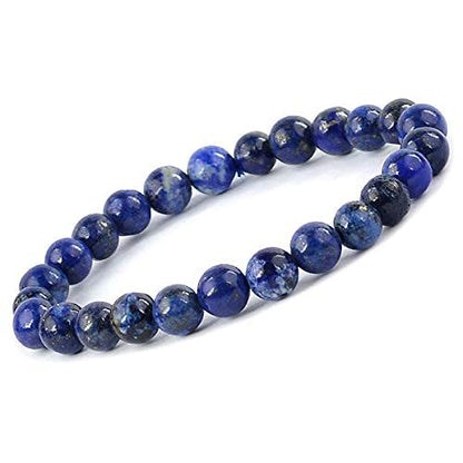 Natural Lapis Lazuli Bracelet | Certified 8mm Adjustable Gemstone Bracelet for Men & Women | Wisdom, Success, Healing & Positive Energy