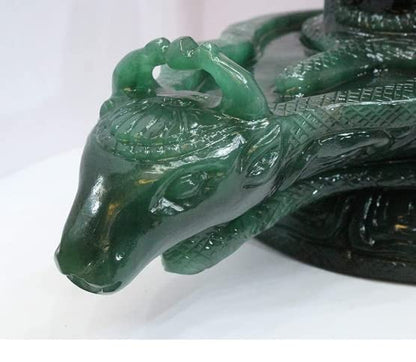 Sahaj Hast Green Jade Panchmukhi Shivling – Handmade Shivling for Pooja Room | Natural Jade Stone - ART AKASHA STUDIO