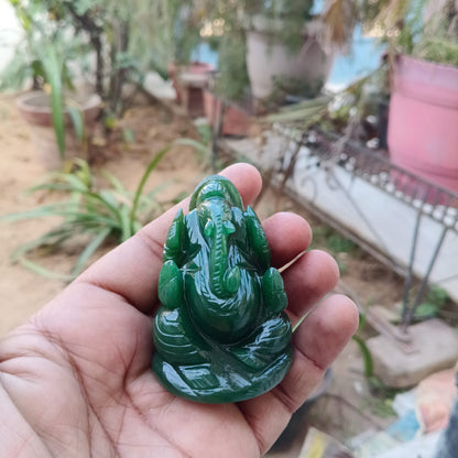 Green Aventurine Ganesh Statue – Hand Carved | 2–2.5 Inch | Approx. 200g - ART AKASHA STUDIO
