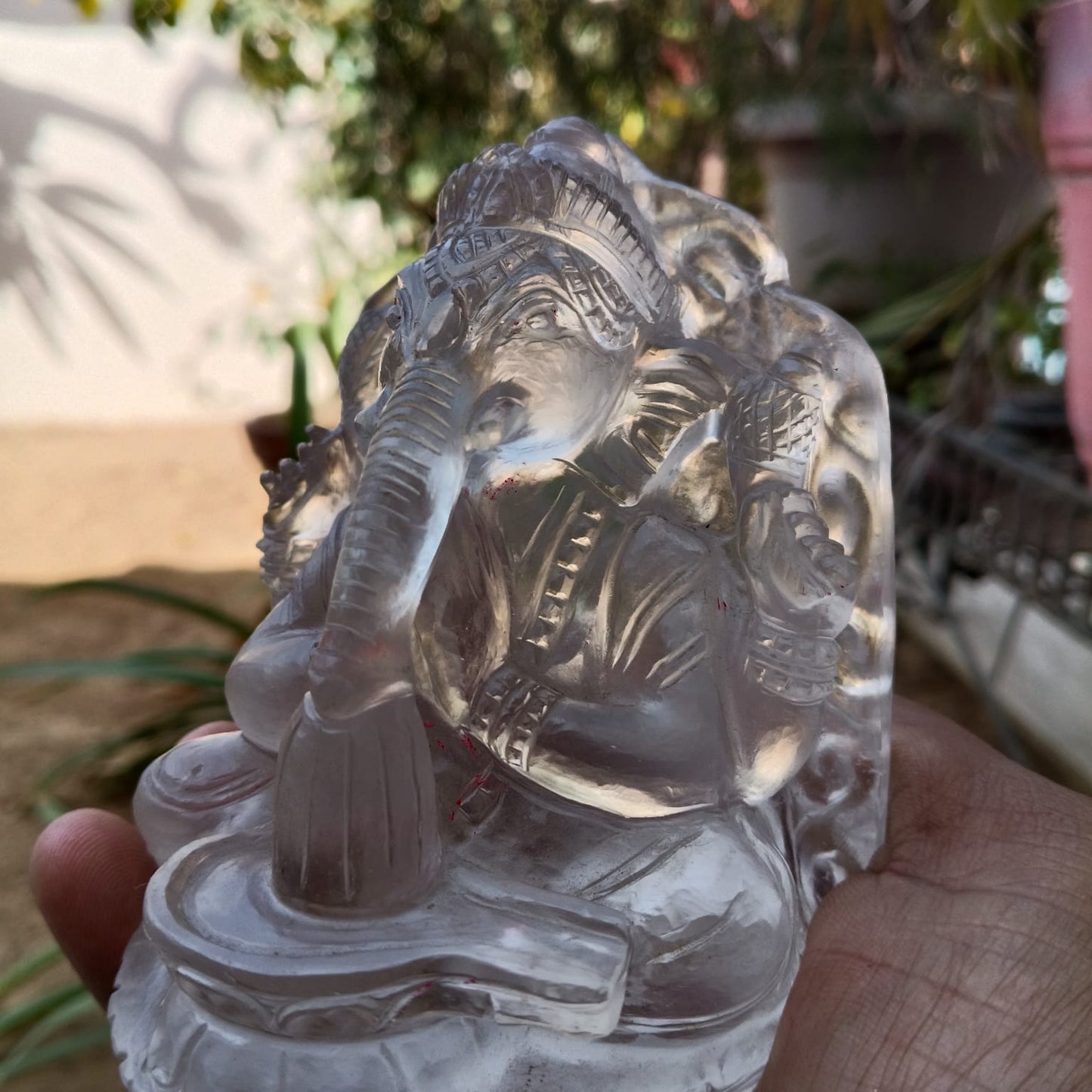 Natural Clear Quartz Crystal Ganesha Worshipping Shivling | Brazilian Crystal Stone - ART AKASHA STUDIO