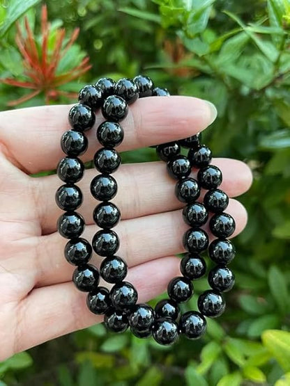 Natural Black Onyx Bracelet | Certified 8mm Adjustable Gemstone Bracelet for Men & Women | Healing, Protection, Success & Abundance