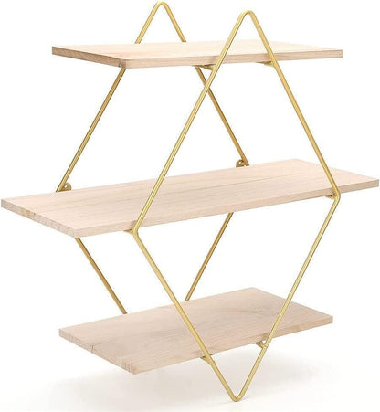 "Retro Charm 3-Tier Wall Shelf – Rustic Elegance Meets Modern Storage" (floating shelf) - ART AKASHA STUDIO