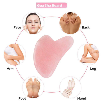Sahaj Hast Pink Jade Gua Sha Massage Tool – 2-Piece Set for Face, Neck & Body - ART AKASHA STUDIO