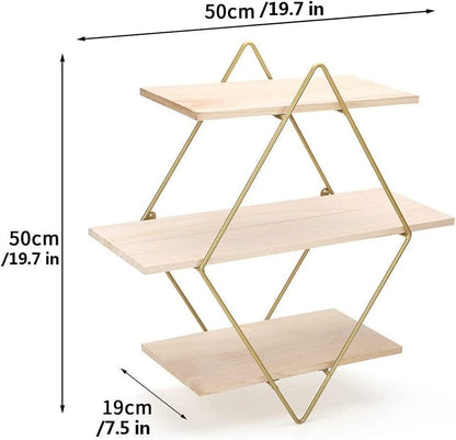 "Retro Charm 3-Tier Wall Shelf – Rustic Elegance Meets Modern Storage" (floating shelf) - ART AKASHA STUDIO