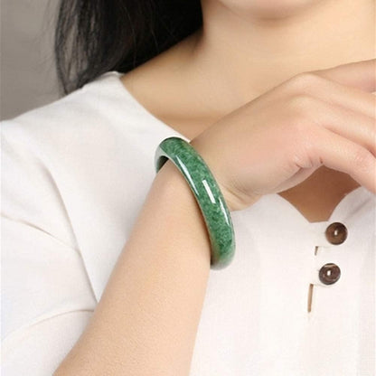 SahajHast Handmade Natural Green Jadeite Jade Bangle – Type A Untreated Jade Bracelet - ART AKASHA STUDIO