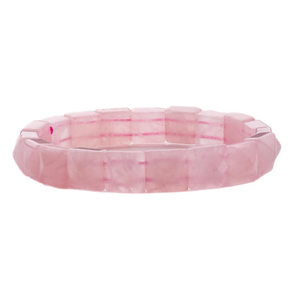 Natural Rose Quartz Crystal Bracelet | Certified Square Pyramid Beads Bracelet for Men & Women | Love, Relationship, Marriage & Emotional Healing