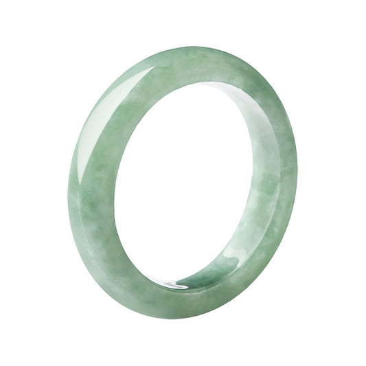 SahajHast Handmade Natural Grade A Jadeite Jade Bangle – Light Green with Icy Sea Green Hues | Classic Round Untreated Bracelet - ART AKASHA STUDIO