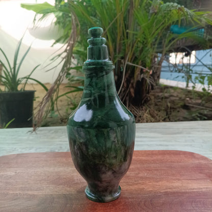 Green Moss Agate Surai (Stone Bottle) – Handcrafted Mughal Style Decorative Surahi for Luxury Décor & Gifting - ART AKASHA STUDIO