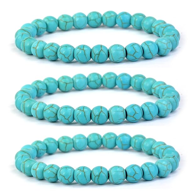 Natural Turquoise Crystal Bracelet | Certified Semi-Precious Gemstone Stretch Bracelet for Men & Women | Reiki Healing, Communication, Protection & Chakra Balance  Product Description