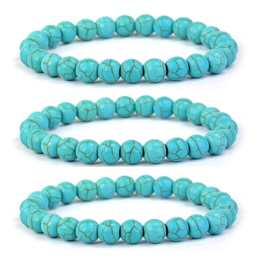 Natural Turquoise Crystal Bracelet | Certified Semi-Precious Gemstone Stretch Bracelet for Men & Women | Reiki Healing, Communication, Protection & Chakra Balance  Product Description - ART AKASHA STUDIO