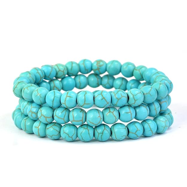 Natural Turquoise Crystal Bracelet | Certified Semi-Precious Gemstone Stretch Bracelet for Men & Women | Reiki Healing, Communication, Protection & Chakra Balance  Product Description
