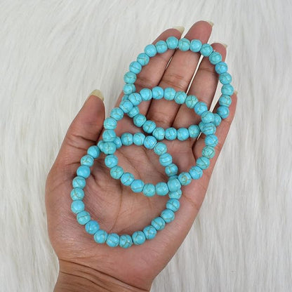 Natural Turquoise Crystal Bracelet | Certified Semi-Precious Gemstone Stretch Bracelet for Men & Women | Reiki Healing, Communication, Protection & Chakra Balance  Product Description