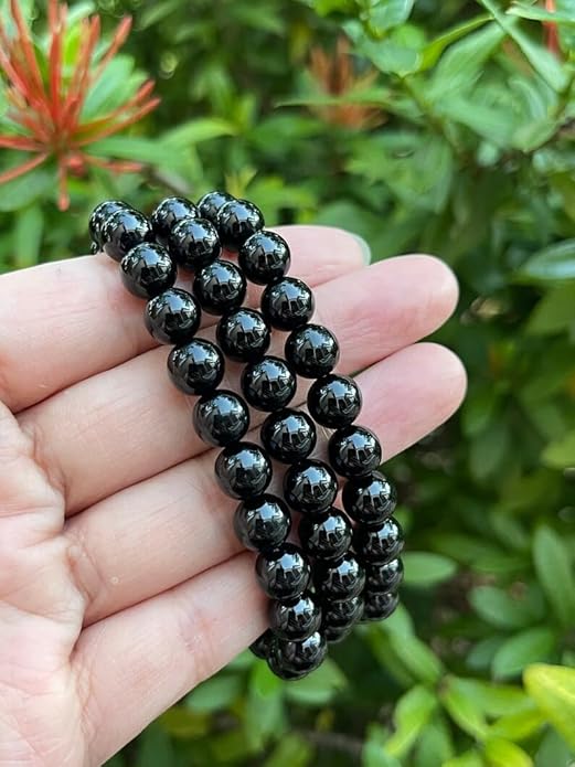 Natural Black Onyx Bracelet | Certified 8mm Adjustable Gemstone Bracelet for Men & Women | Healing, Protection, Success & Abundance