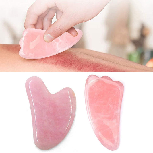 Sahaj Hast Pink Jade Gua Sha Massage Tool – 2-Piece Set for Face, Neck & Body - ART AKASHA STUDIO