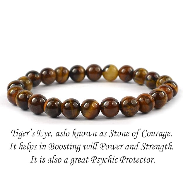 Natural Tiger Eye Crystal Bracelet 8mm Beads | Certified Gemstone Bracelet for Protection, Confidence, Wealth & Chakra Healing