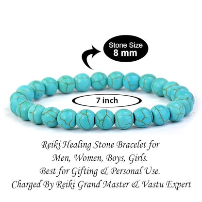 Natural Turquoise Crystal Bracelet | Certified Semi-Precious Gemstone Stretch Bracelet for Men & Women | Reiki Healing, Communication, Protection & Chakra Balance  Product Description