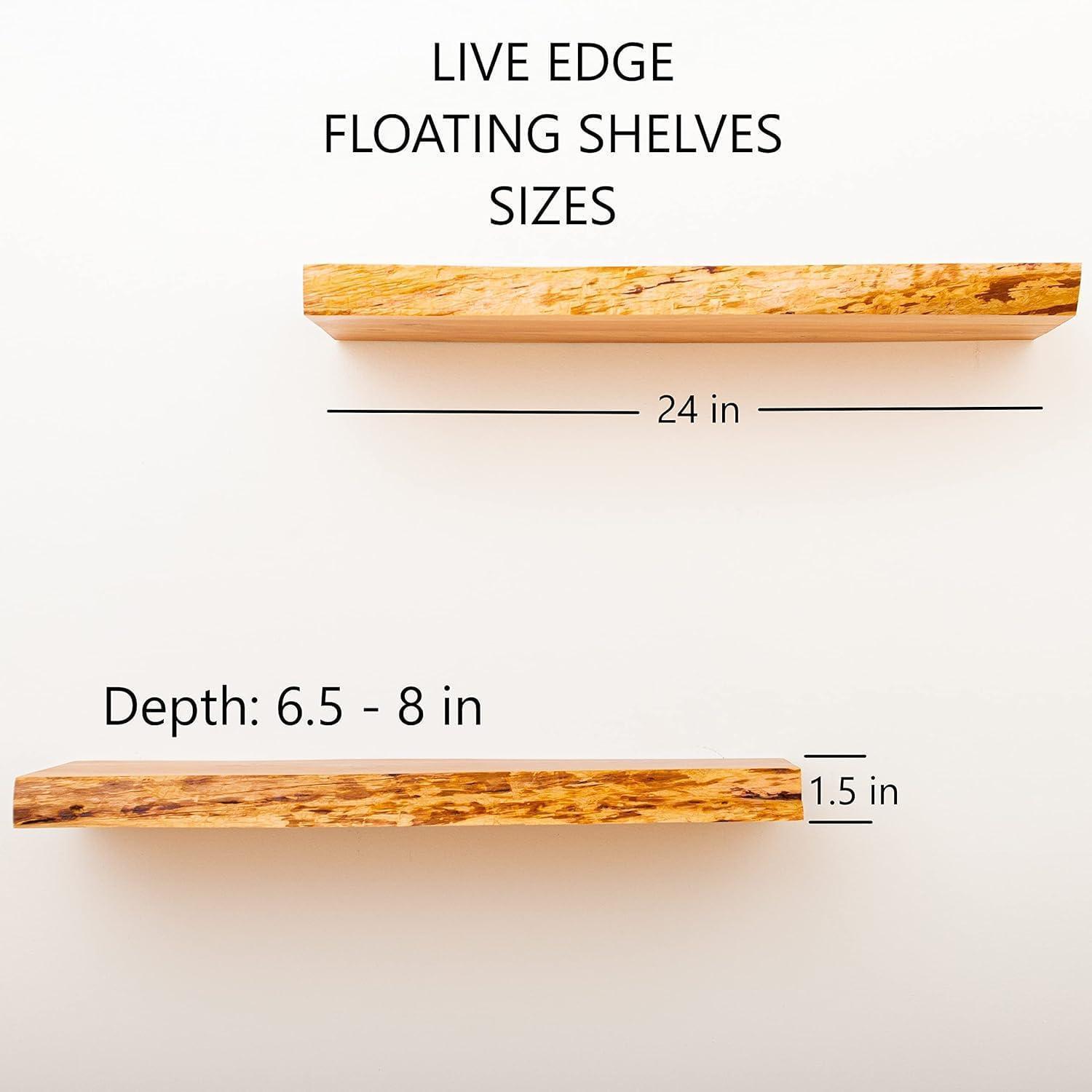 SahajHast Rustic Wood Floating Shelves – Set of 2 (24 Inches) | Solid Acacia Wood | Hidden Steel Brackets | Wall-Mounted Storage & Décor - ART AKASHA STUDIO