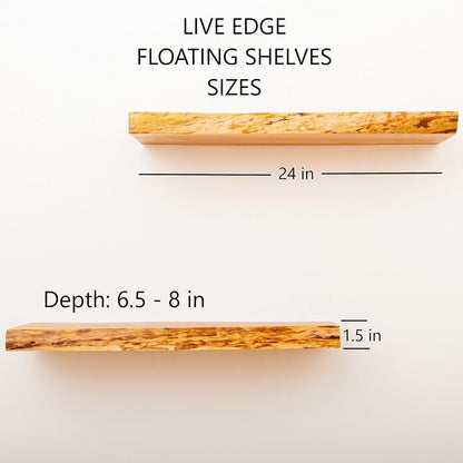SahajHast Rustic Wood Floating Shelves – Set of 2 (24 Inches) | Solid Acacia Wood | Hidden Steel Brackets | Wall-Mounted Storage & Décor - ART AKASHA STUDIO