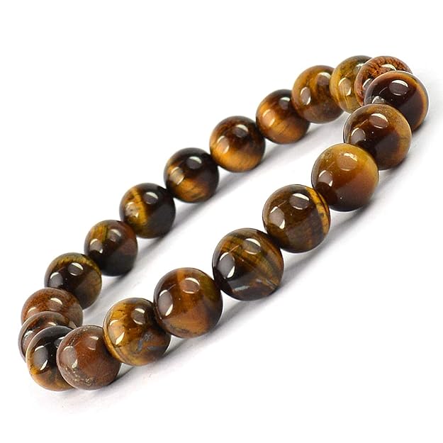 Natural Tiger Eye Crystal Bracelet 8mm Beads | Certified Gemstone Bracelet for Protection, Confidence, Wealth & Chakra Healing