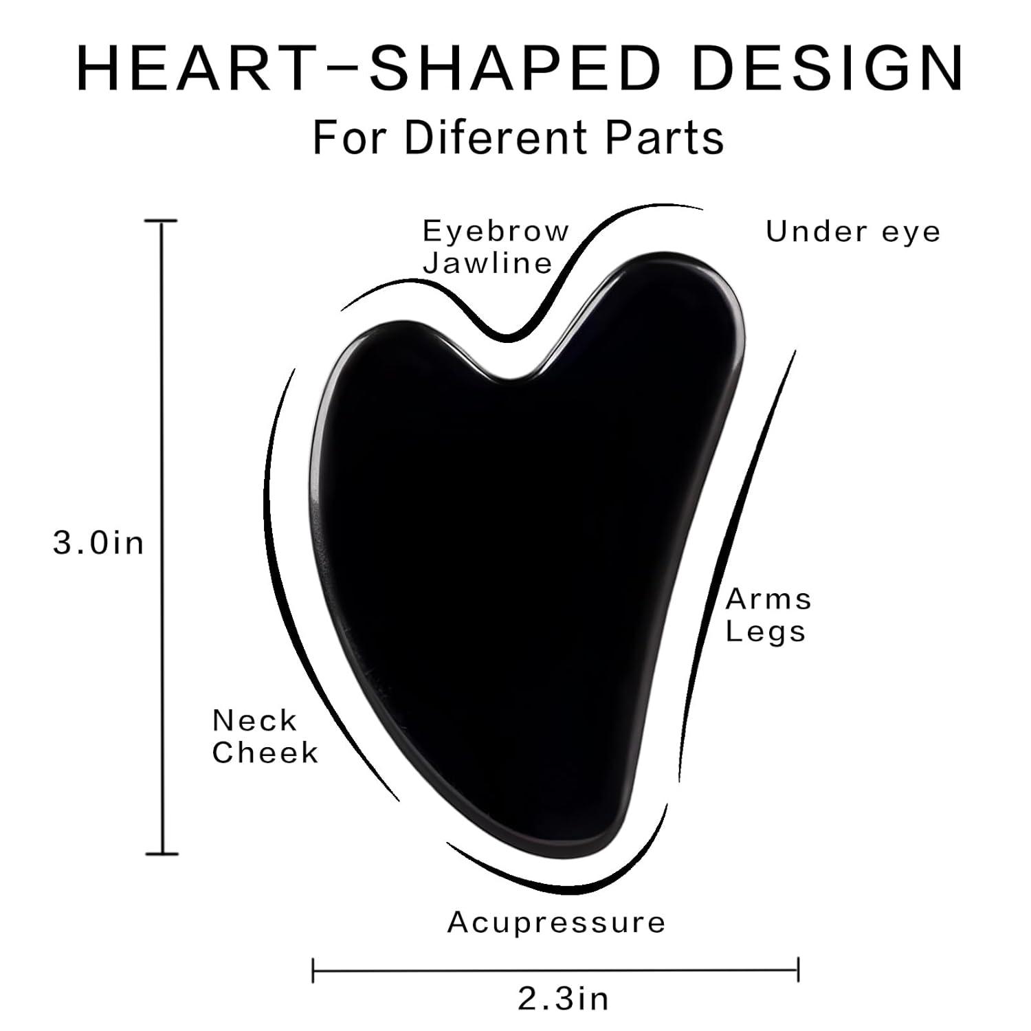 Sahaj Hast Black Gua Sha Facial Tool – Premium Jade Stone for Skincare & Relaxation - ART AKASHA STUDIO