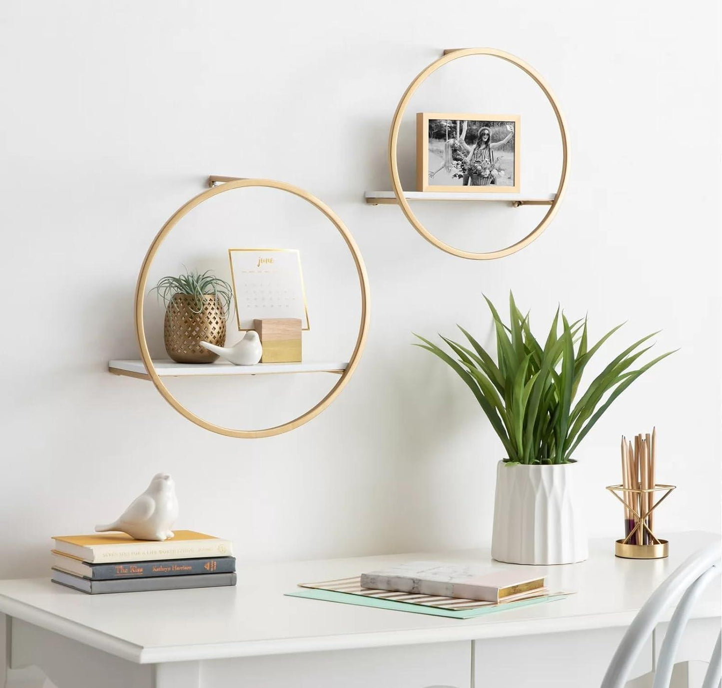 2 Piece Circle Metal Accent Shelf - ART AKASHA STUDIO