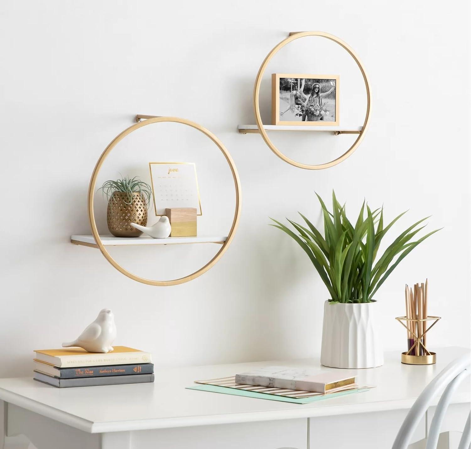 2 Piece Circle Metal Accent Shelf - ART AKASHA STUDIO