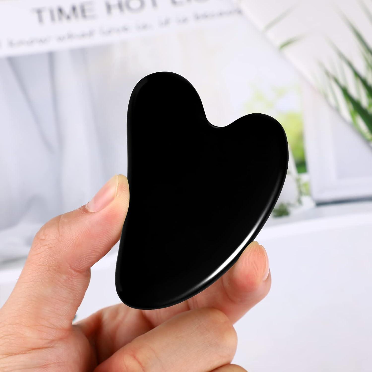 Sahaj Hast Black Gua Sha Facial Tool – Premium Jade Stone for Skincare & Relaxation - ART AKASHA STUDIO
