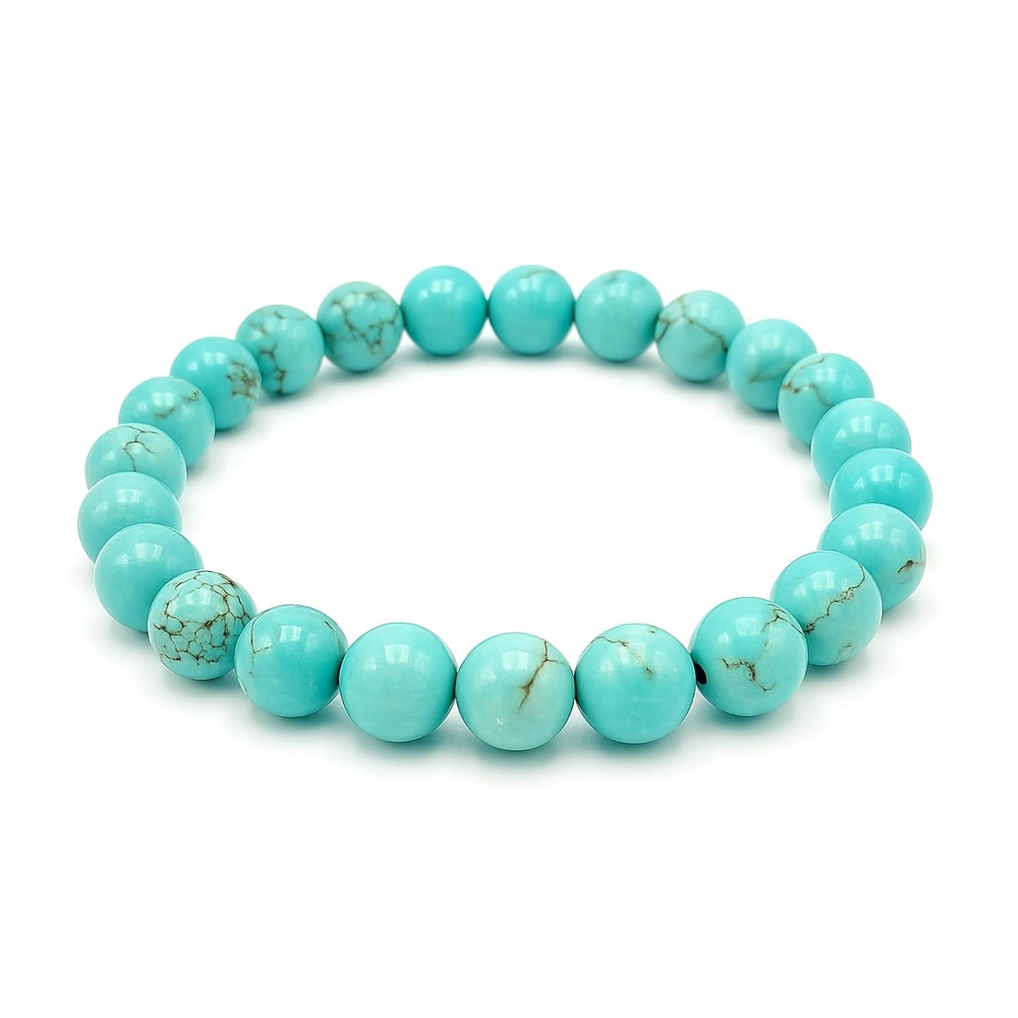 Natural African Turquoise Bracelet | 8mm Smooth Cut Gemstone Stretch Bracelet for Men & Women | Protection, Growth & Positive Energy