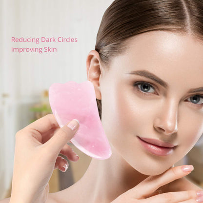 Sahaj Hast Pink Jade Gua Sha Massage Tool – 2-Piece Set for Face, Neck & Body - ART AKASHA STUDIO