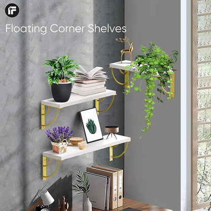 Sahaj Hast Set of 3 White Wood Wall Shelves – Modern Storage and Display Solution for Any Room - ART AKASHA STUDIO