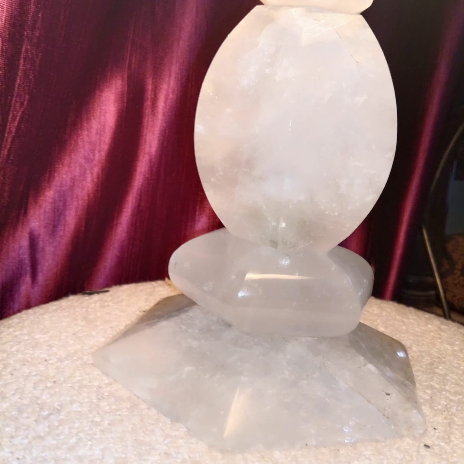 Antique Natural Crystal Table Lamp – 18 Inch | Solid Stone | 7.4 KG - ART AKASHA STUDIO