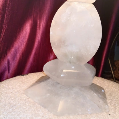 Antique Natural Crystal Table Lamp – 18 Inch | Solid Stone | 7.4 KG - ART AKASHA STUDIO