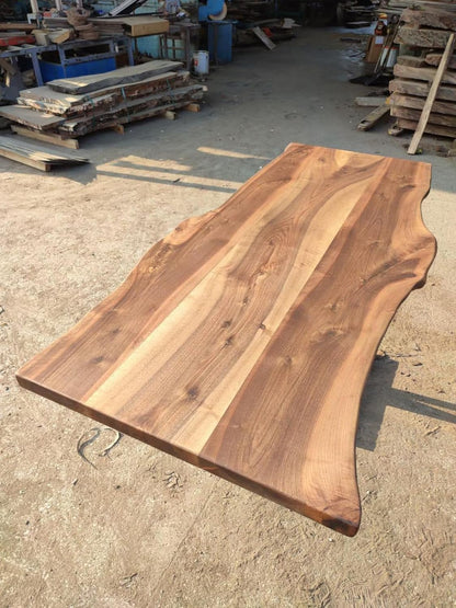 Sahaj Hast Live Edge Tabletop – Solid Walnut Wood Slab | Rustic Natural Kitchen Tabletop | Handmade Custom Furniture | Modern Farmhouse Style - ART AKASHA STUDIO
