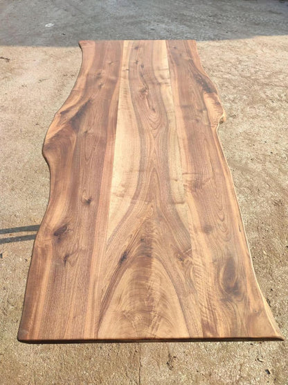 Sahaj Hast Live Edge Tabletop – Solid Walnut Wood Slab | Rustic Natural Kitchen Tabletop | Handmade Custom Furniture | Modern Farmhouse Style - ART AKASHA STUDIO