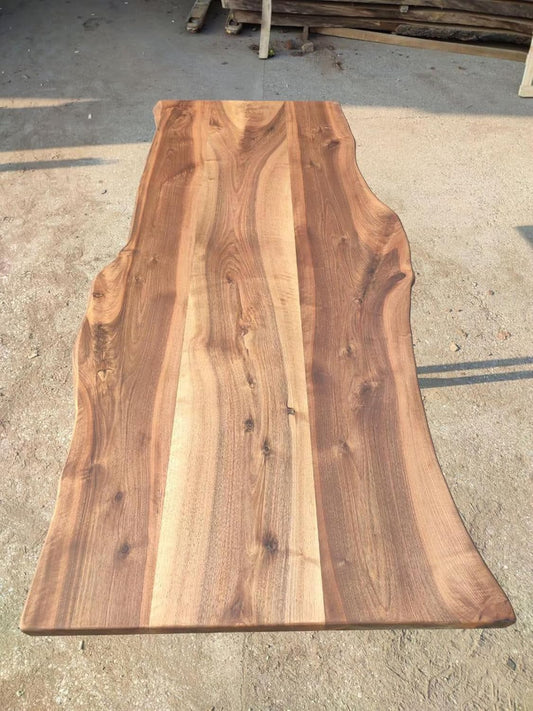 Sahaj Hast Live Edge Tabletop – Solid Walnut Wood Slab | Rustic Natural Kitchen Tabletop | Handmade Custom Furniture | Modern Farmhouse Style - ART AKASHA STUDIO