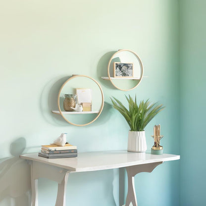 2 Piece Circle Metal Accent Shelf - ART AKASHA STUDIO