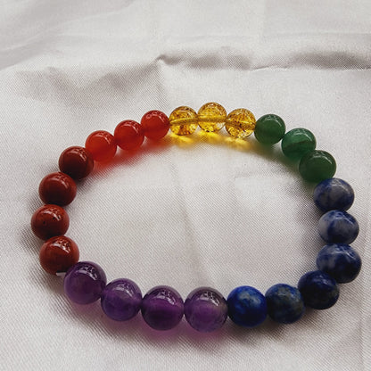 Seven Chakra Bracelet with 8mm Beads – Balance, Harmony & Energy Alignment - ART AKASHA STUDIO