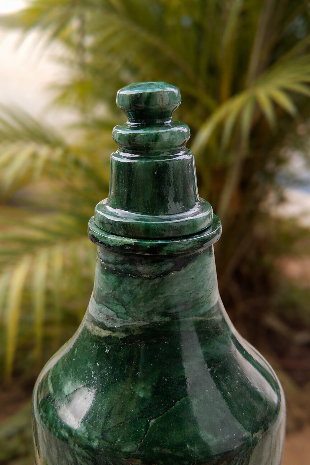 Green Moss Agate Surai (Stone Bottle) – Handcrafted Mughal Style Decorative Surahi for Luxury Décor & Gifting - ART AKASHA STUDIO
