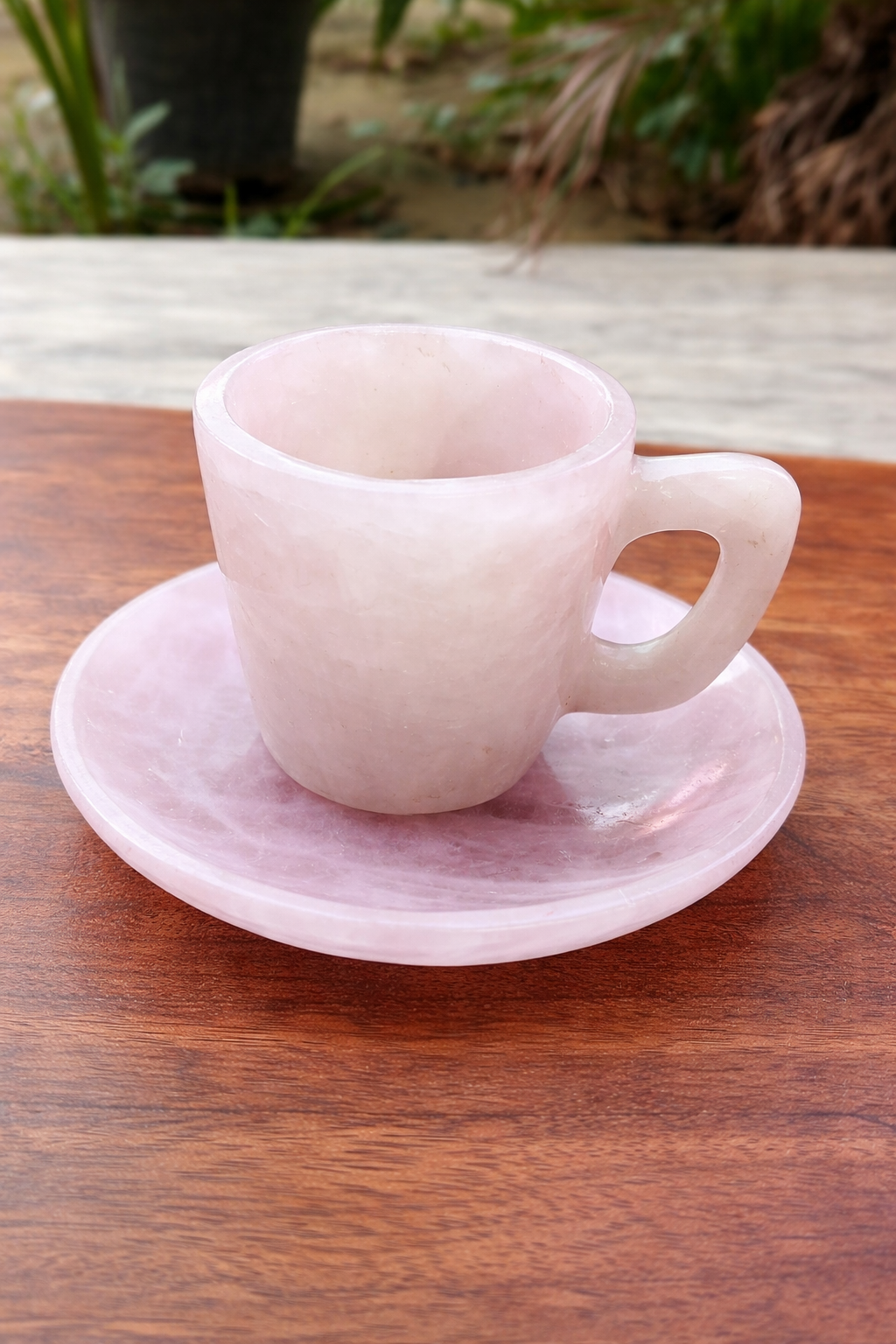 Rose Quartz Cup & Saucer Set of 2 – Handmade Gemstone Tea Cups with Velvet Gift Box | Luxury Gifting & Home Décor - ART AKASHA STUDIO