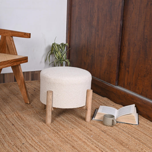 Modern Minimalist Round Ottoman - ART AKASHA STUDIO