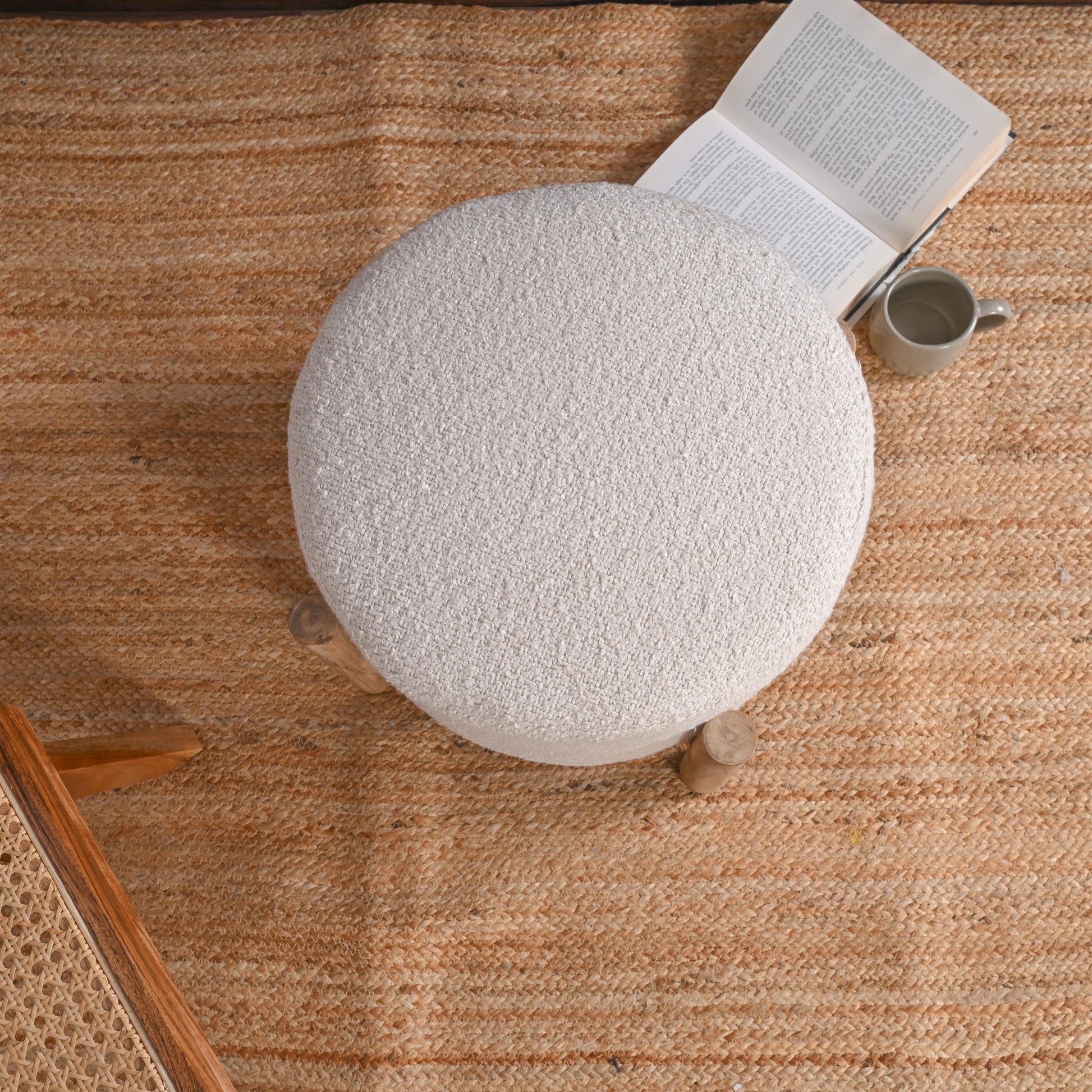 Modern Minimalist Round Ottoman - ART AKASHA STUDIO