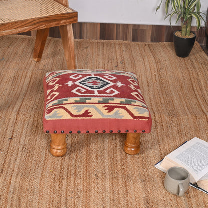 Handcrafted Bohemian Ottoman with Intricate Pattern - ART AKASHA STUDIO