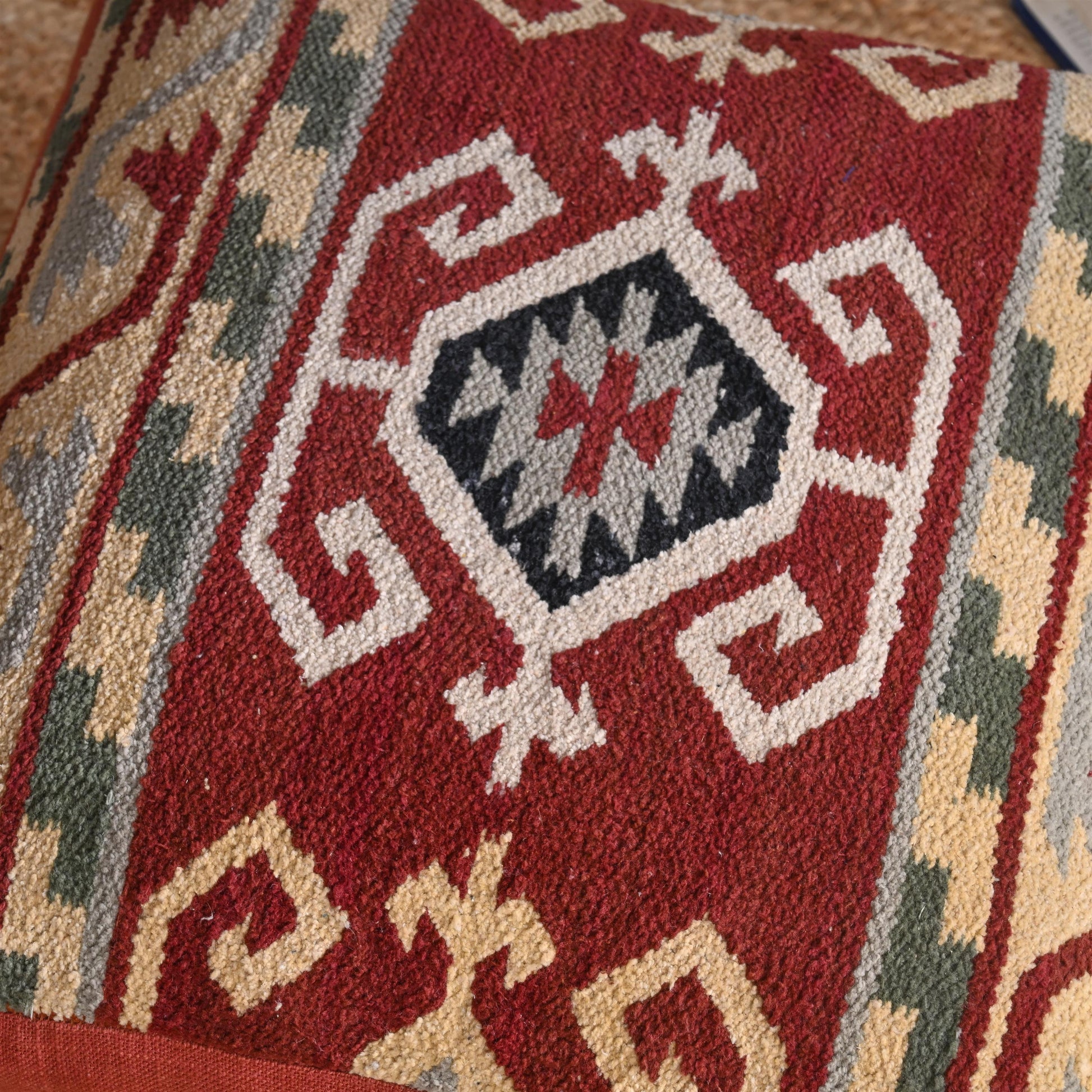 Handcrafted Bohemian Ottoman with Intricate Pattern - ART AKASHA STUDIO