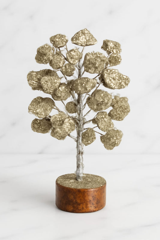 SahajHast Handmade Pyrite Crystal Tree for Positivity | Gem Tree Home Decor | Wealth Attraction Bonsai Gift - ART AKASHA STUDIO