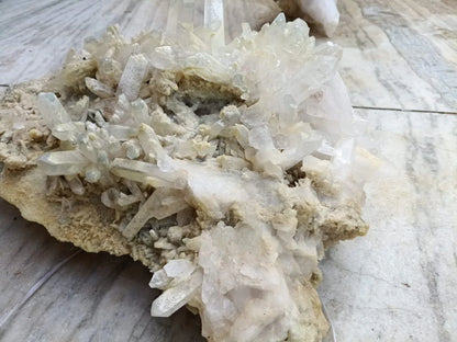 Natural Clear Quartz Crystal Cluster on Matrix – AAA Grade Raw Mineral Specimen