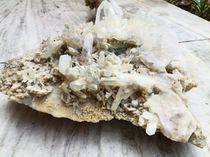 Natural Clear Quartz Crystal Cluster on Matrix – AAA Grade Raw Mineral Specimen