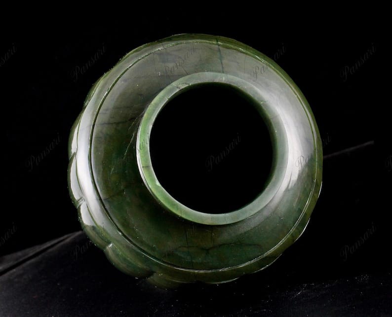 Handcrafted Natural Green Moss Agate Carved Pot | 5.5 Inches - ART AKASHA STUDIO