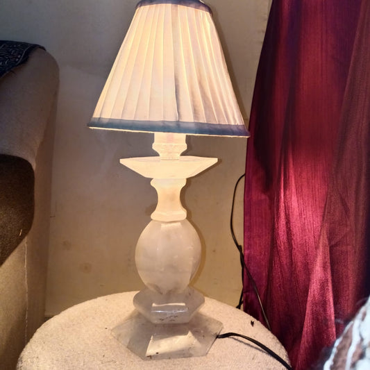 Antique Natural Crystal Table Lamp – 18 Inch | Solid Stone | 7.4 KG - ART AKASHA STUDIO