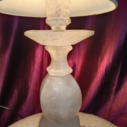 Antique Natural Crystal Table Lamp – 18 Inch | Solid Stone | 7.4 KG - ART AKASHA STUDIO