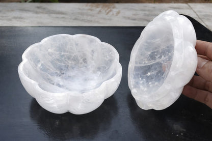 Crystal Flower Mughal Bowl – Handcrafted Natural Crystal Decorative Storage Bowl for Luxury Décor & Gifting